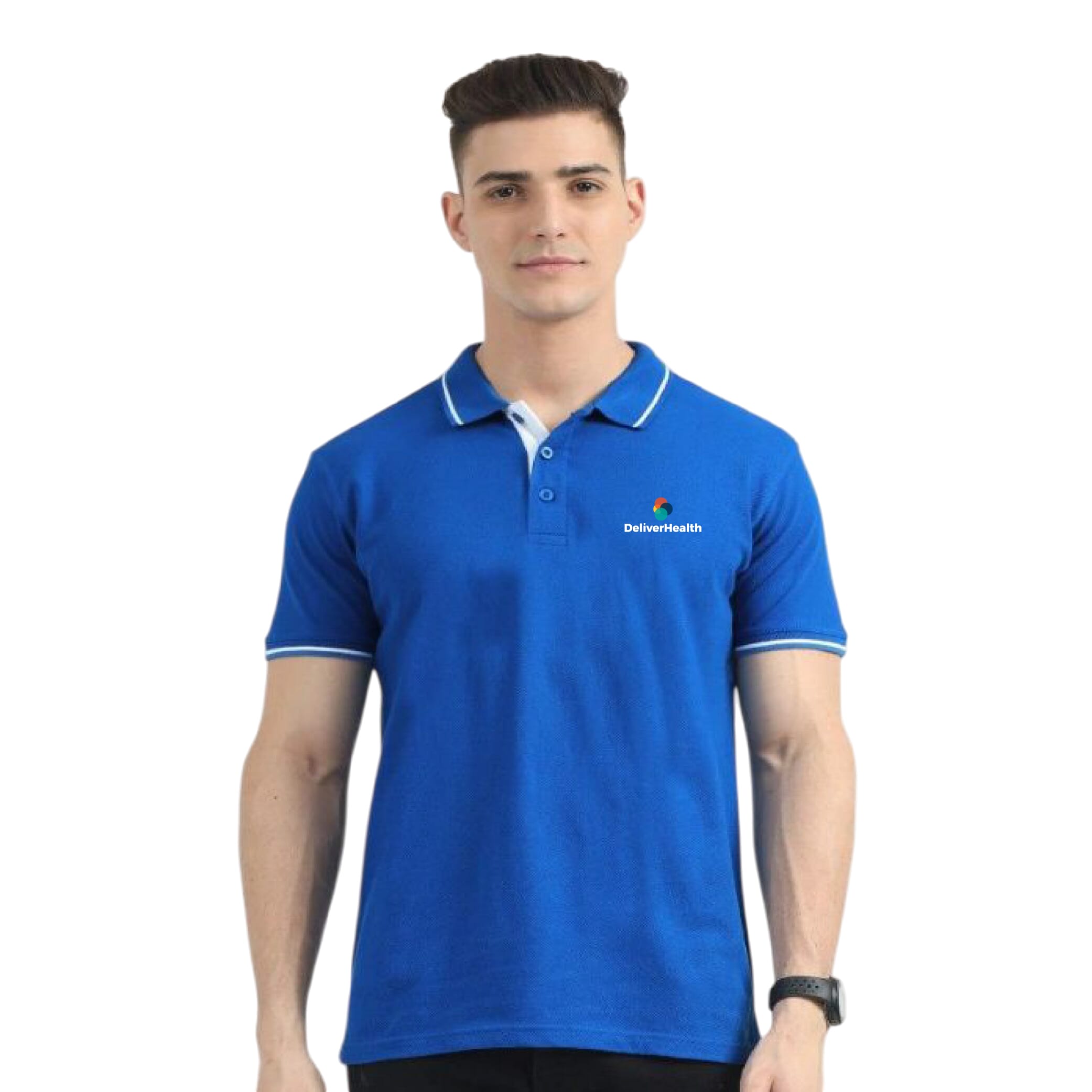 Greys&Blues Organic Polo Tshirt- Royal Blue with White Tipping 